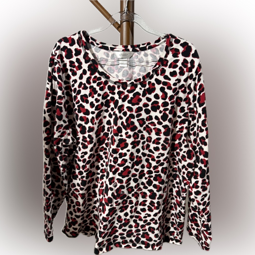 CJ BANKS RED LEOPARD TOP 1X